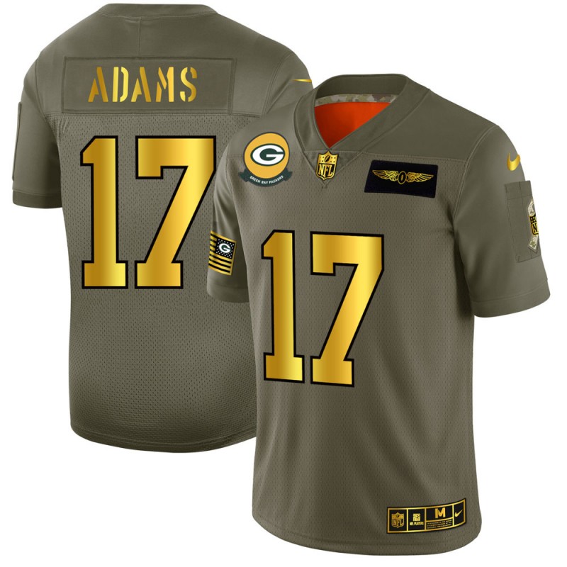 Men's Green Bay Packers #17 Davante Adams 2019 Olive/Gold Salute To Service Limited Stitched NFL Jersey